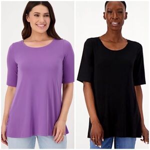 Susan Graver Modern Essentials Reg Liquid Knit A-Line Tunics